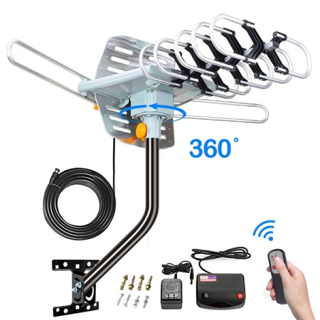  360 度旋轉 OTA 放大戶外高清電視天線 - UHF/VHF/1080P 頻道無線遙控器